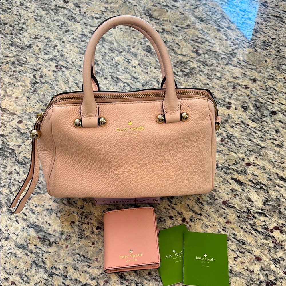 Kate Spade ballerina pink Mini Brantley Satchel Bag and Wallet bundle